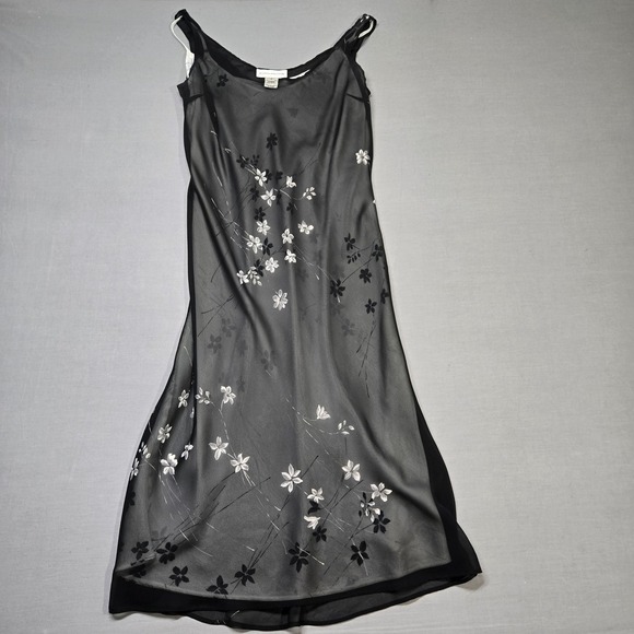 Evan Moore Dresses & Skirts - Vintage 90s Black Floral Slip Dress Fairycore Romantic Grunge Size 8